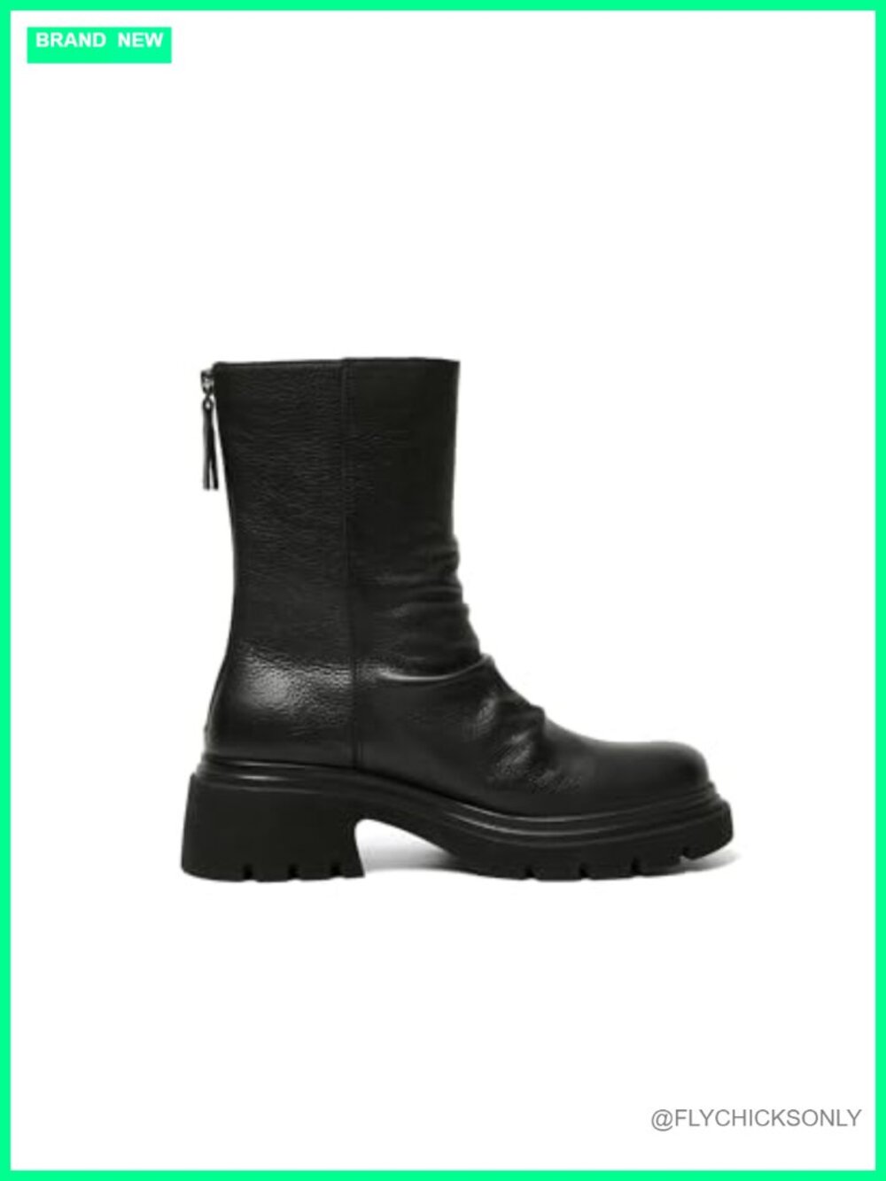 Mid-Calf Ruched Leather Platform Boot - Picture 3 of 4